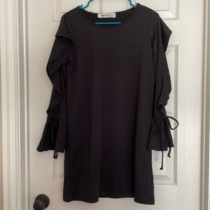 Black Ruffle Sleeve Shift Dress
